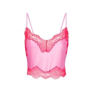 SKIMS STRETCH SATIN LACE CAMI NEON ORCHID SMALL